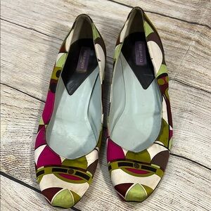 Emilio Pucci Pink and Green Geometric Flats